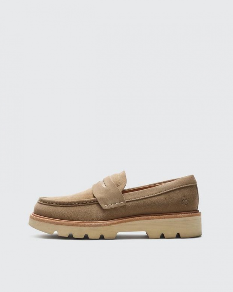 Men\'s Rag & Bone RB - Suede Penny Loafers Nougat Suede | 627VGHXRI