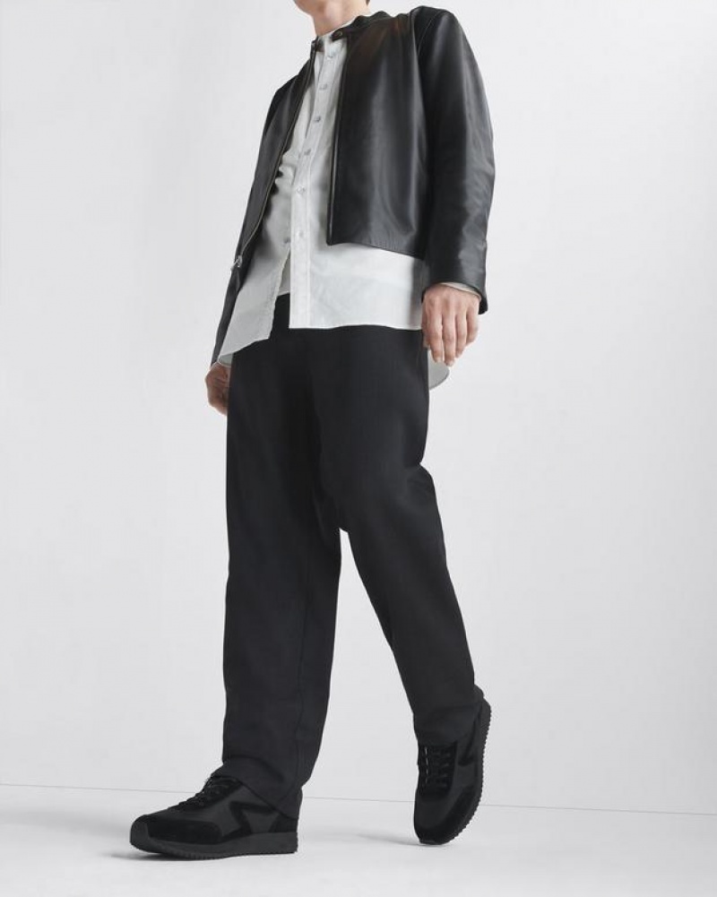 Men's Rag & Bone Retro Runner Bomber - Suede Low Shoes Black | 876WSAQLX