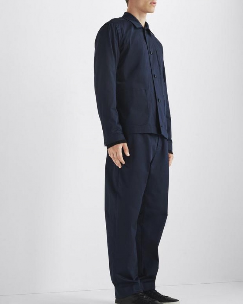 Men's Rag & Bone Shift Cotton Sateen Trouser Straight Fit Pants Navy | 458KXTRFI