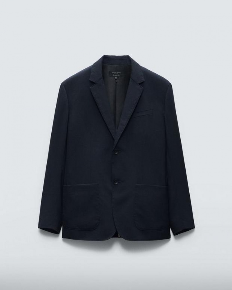 Men's Rag & Bone Shift Wool Relaxed Fit Blazers Navy | 652HCDSTV