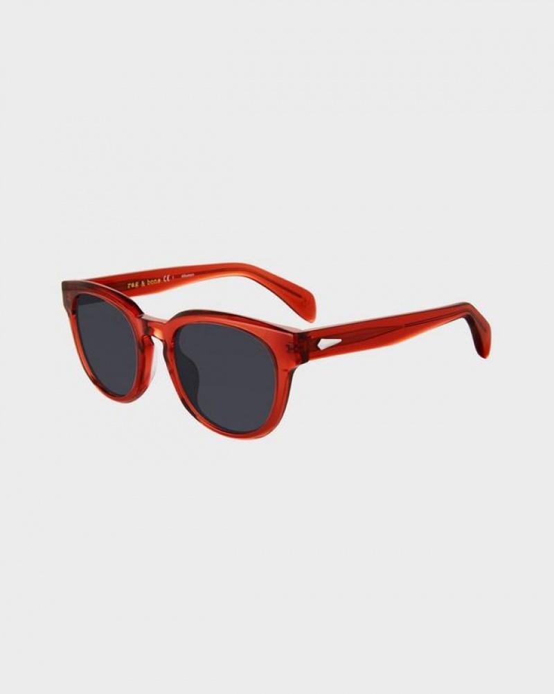 Men\'s Rag & Bone Slayton Oval Sunglasses Orange | 910AMVSRZ