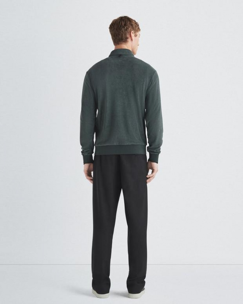 Men's Rag & Bone Toweling Long Sleeve Classic Fit T-Shirt Grey Green | 529VXIYUM