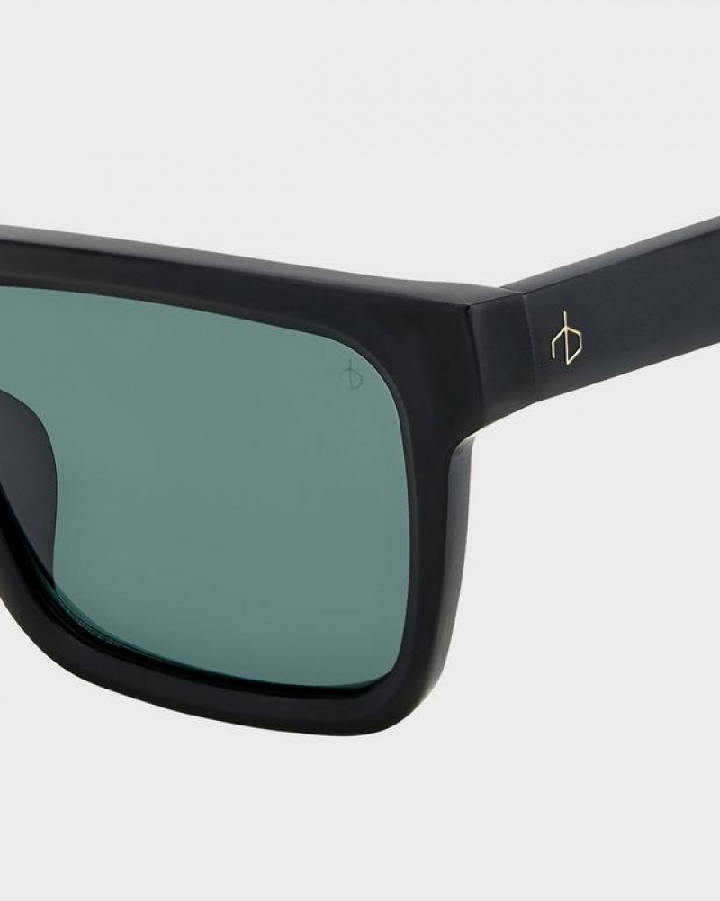 Men's Rag & Bone Warren Rectangular Sunglasses Black | 572GKXMTJ