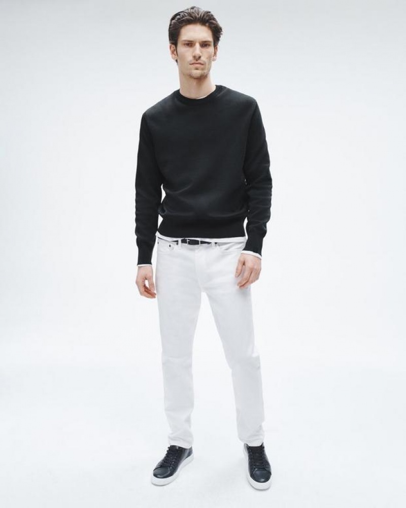 Men's Rag & Bone York Viscose Crew Relaxed Fit Sweaters Black | 768OQVUFG