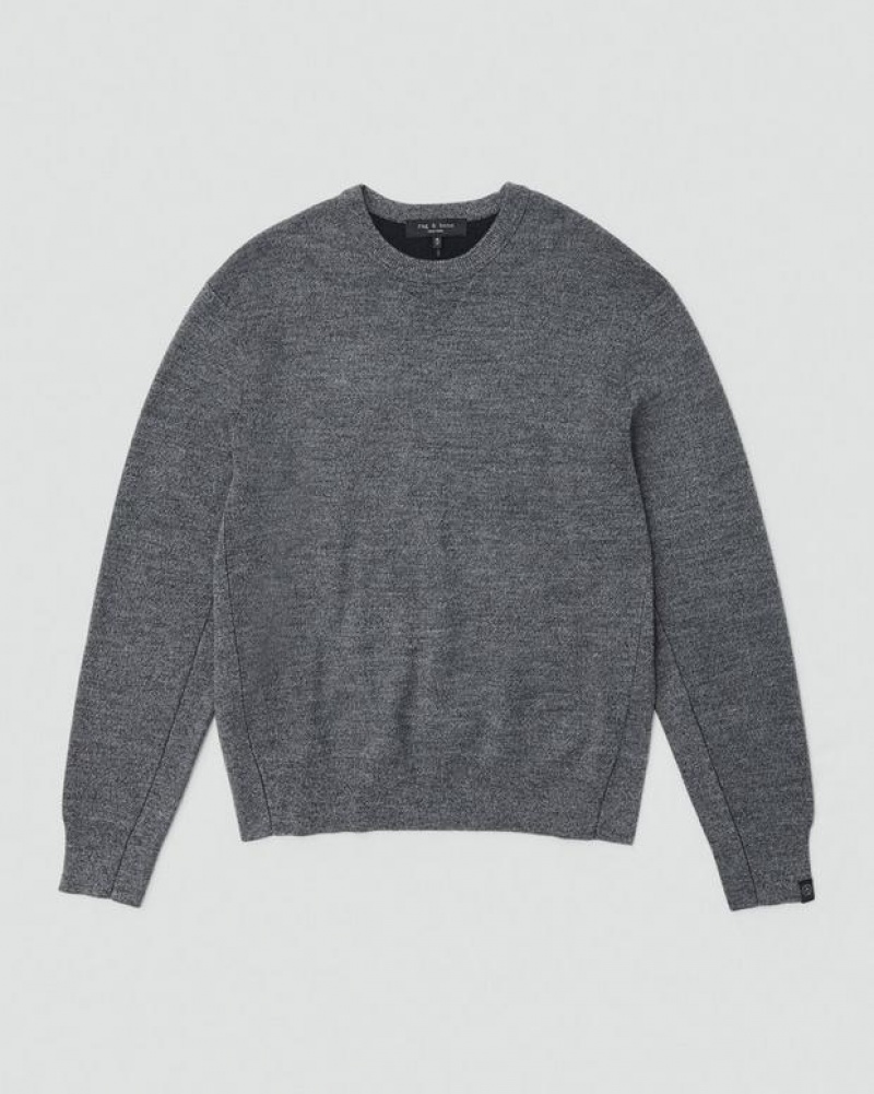 Men's Rag & Bone York Wool Crew Relaxed Fit Sweaters Grey | 396ATFGHB