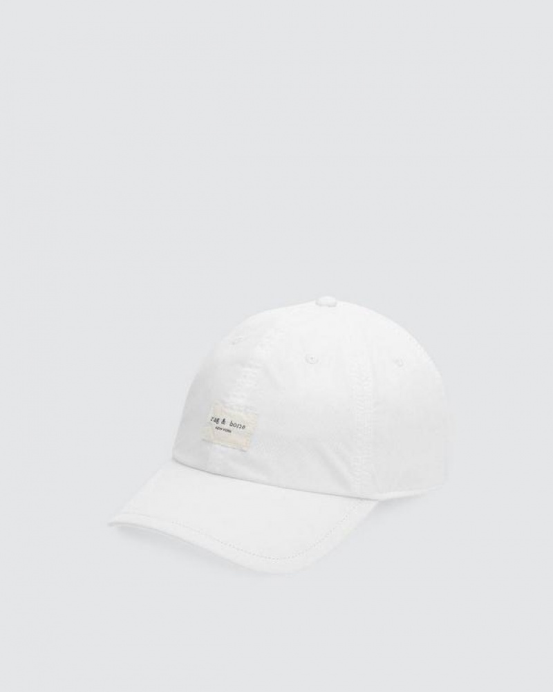 Women\'s Rag & Bone Addison Baseball Cap Recycled Materials Hats White | 280JPYEUO