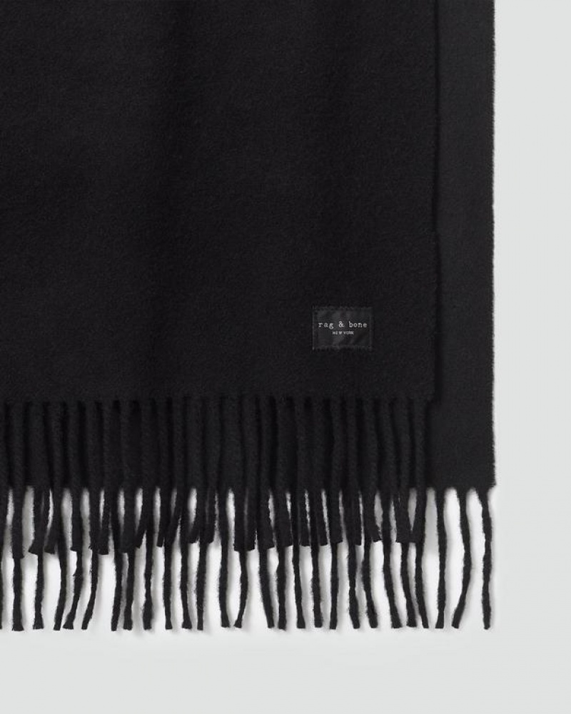 Women's Rag & Bone Addison Recycled Wool Scarf Black | 574MKBYRA