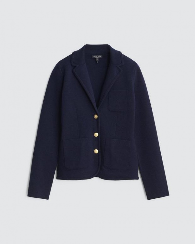 Women's Rag & Bone Alex Merino Wool Blazers Navy | 825KXHQAJ