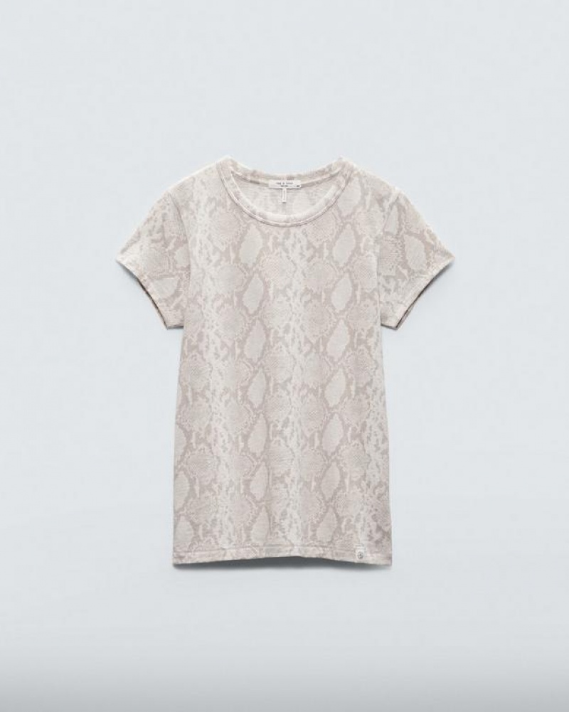 Women's Rag & Bone Allover Snake Tee Cotton T-Shirt Snake | 126PDYIOG