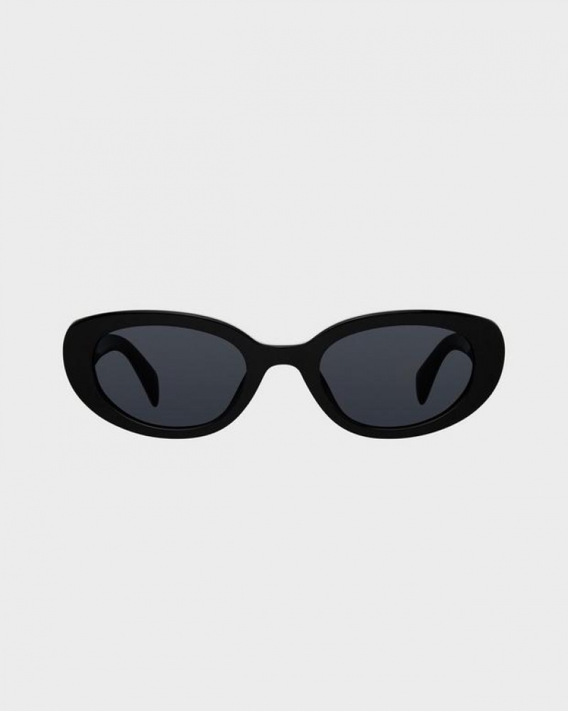 Women's Rag & Bone Ann Oval Sunglasses Black | 785EQDTGF