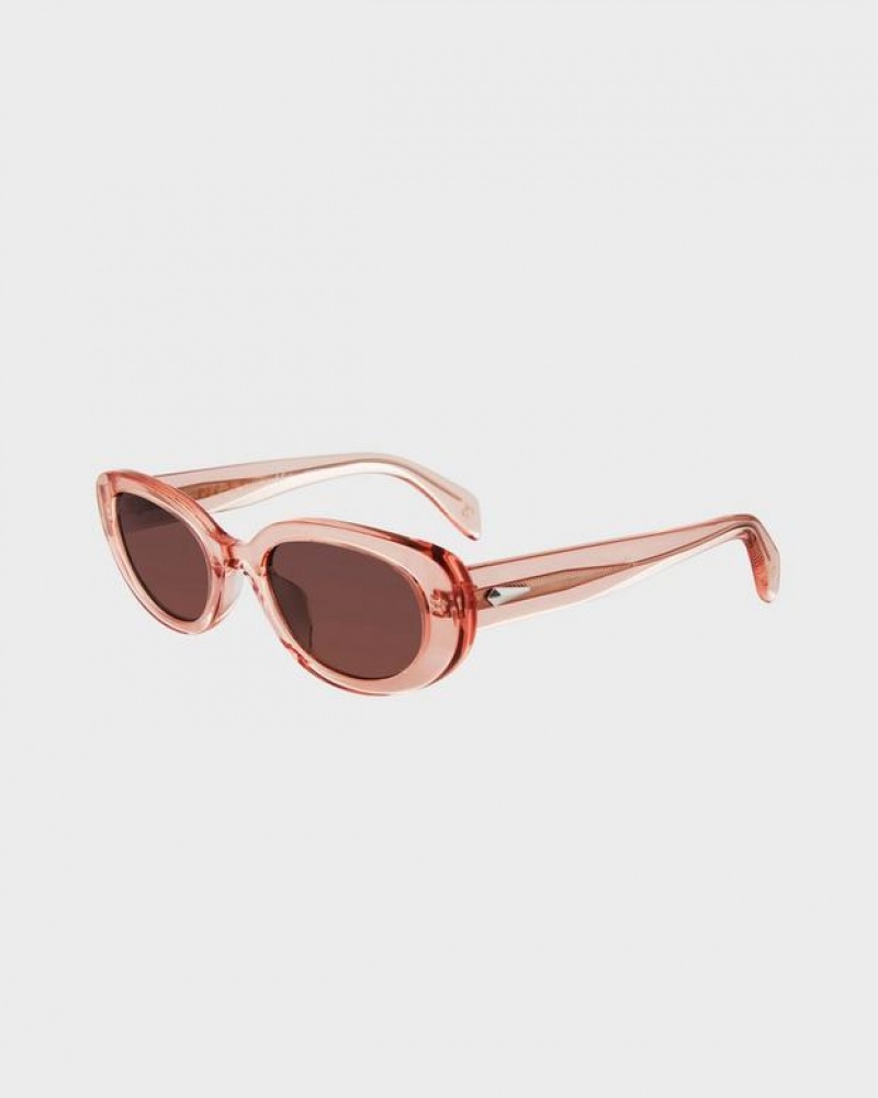 Women\'s Rag & Bone Ann Oval Sunglasses Pink | 547RQLVTN