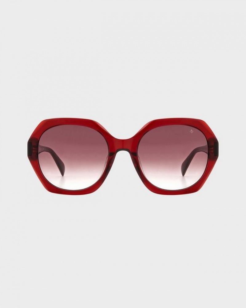 Women's Rag & Bone Annalise Geometric Sunglasses Burgundy | 058UFQZPV