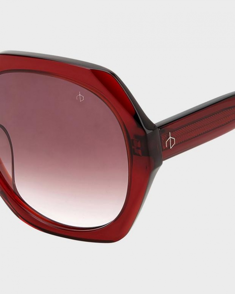 Women's Rag & Bone Annalise Geometric Sunglasses Burgundy | 058UFQZPV