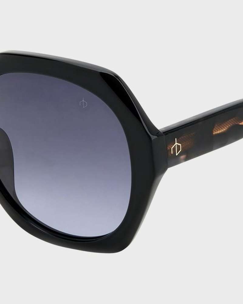 Women's Rag & Bone Annalise Geometric Sunglasses Black | 518NLUFHS