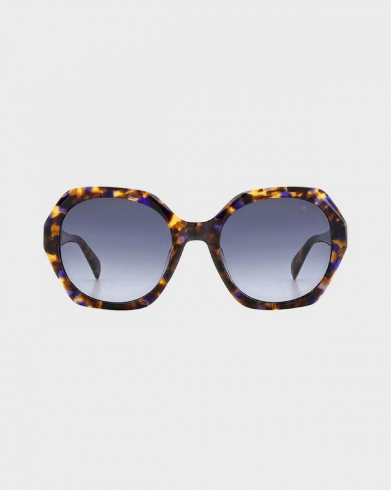 Women's Rag & Bone Annalise Geometric Sunglasses Brown Blue | 184XFHWDY