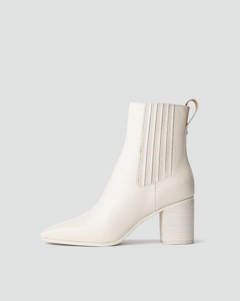 Women\'s Rag & Bone Astra Chelsea - Leather Chelsea Ankle Boots White | 902ZCKVMP