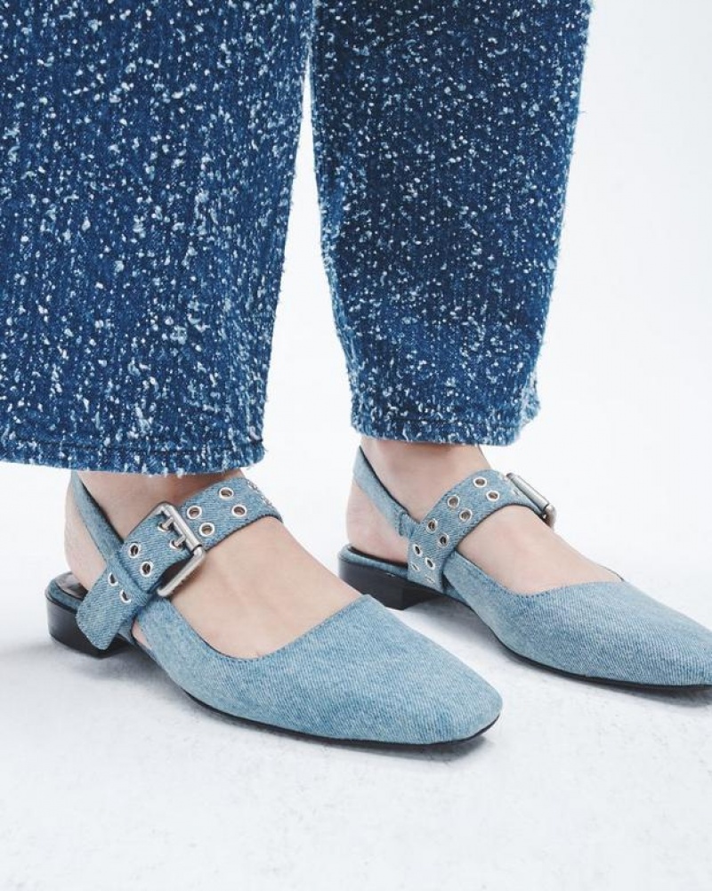 Women's Rag & Bone Astra Slingback - Denim Mary-Jane Flats Blue | 825BMKTPS