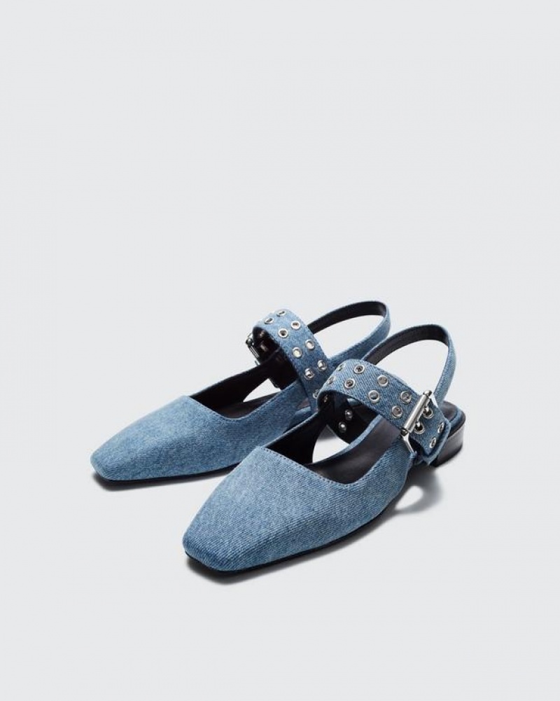 Women's Rag & Bone Astra Slingback - Denim Mary-Jane Flats Blue | 825BMKTPS