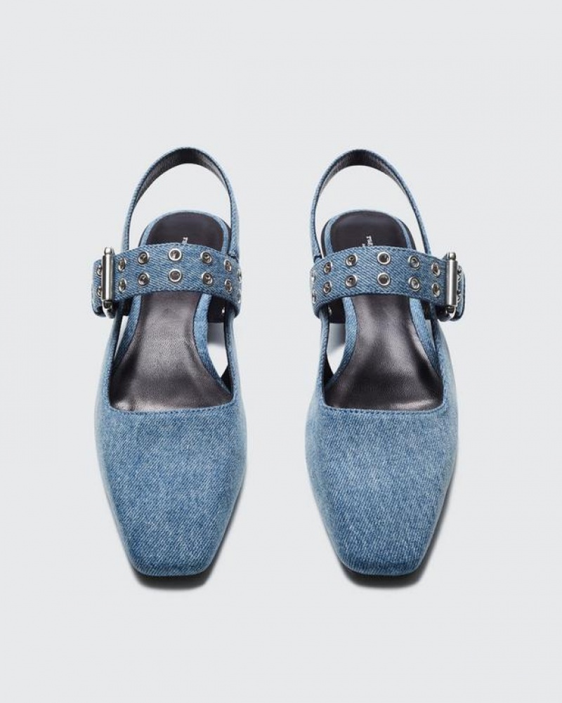 Women's Rag & Bone Astra Slingback - Denim Mary-Jane Flats Blue | 825BMKTPS