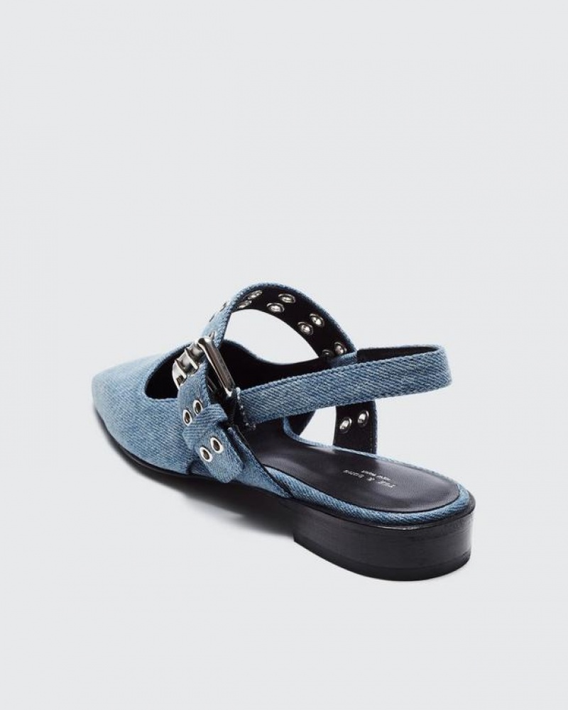 Women's Rag & Bone Astra Slingback - Denim Mary-Jane Flats Blue | 825BMKTPS