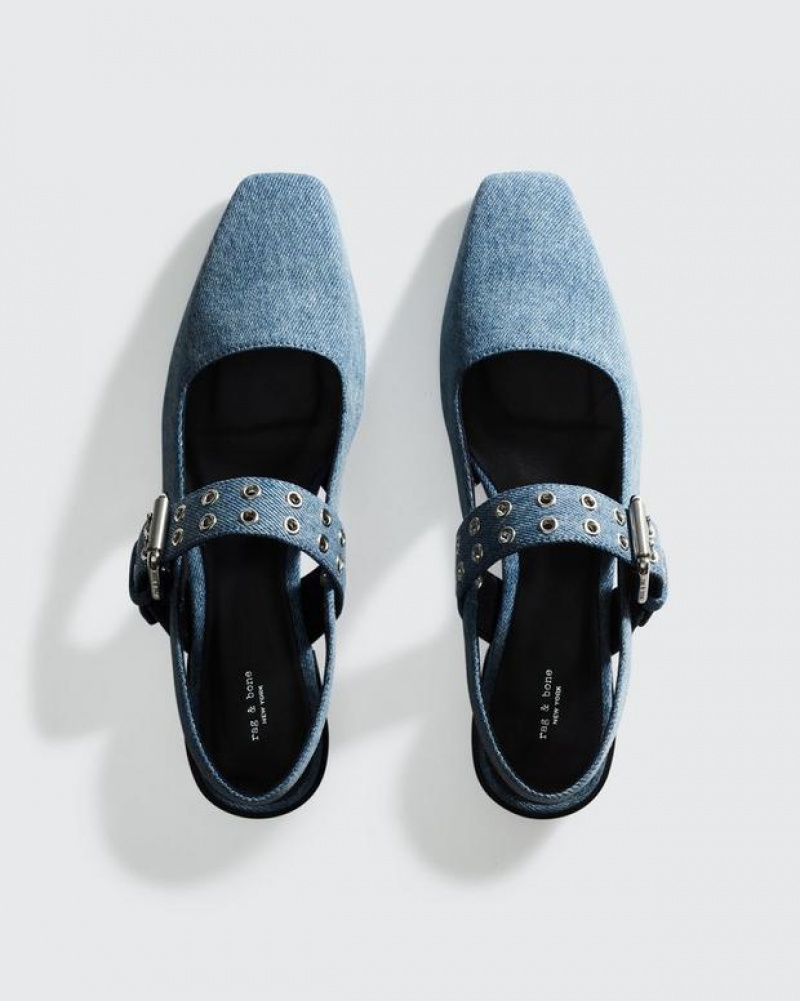 Women's Rag & Bone Astra Slingback - Denim Mary-Jane Flats Blue | 825BMKTPS