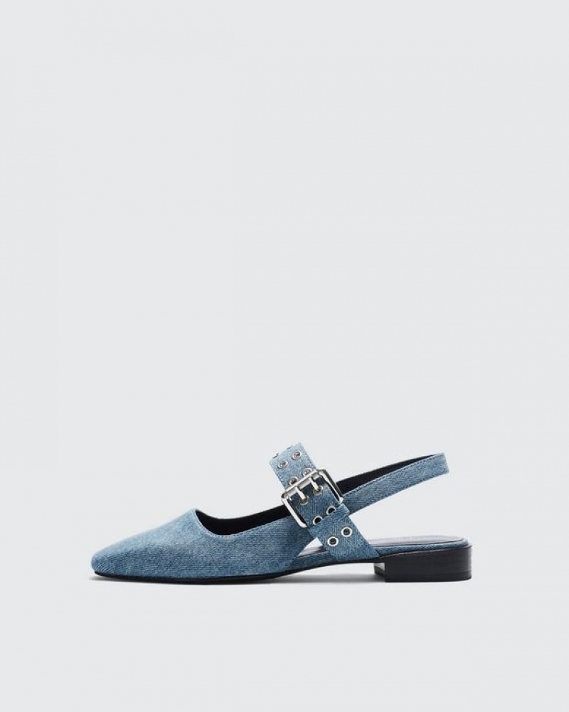 Women\'s Rag & Bone Astra Slingback - Denim Mary-Jane Flats Blue | 825BMKTPS