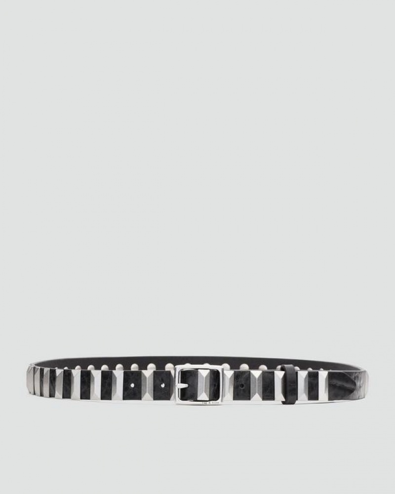 Women\'s Rag & Bone Baby Boyfriend Studded Leather Belts Black | 521FPVTSZ