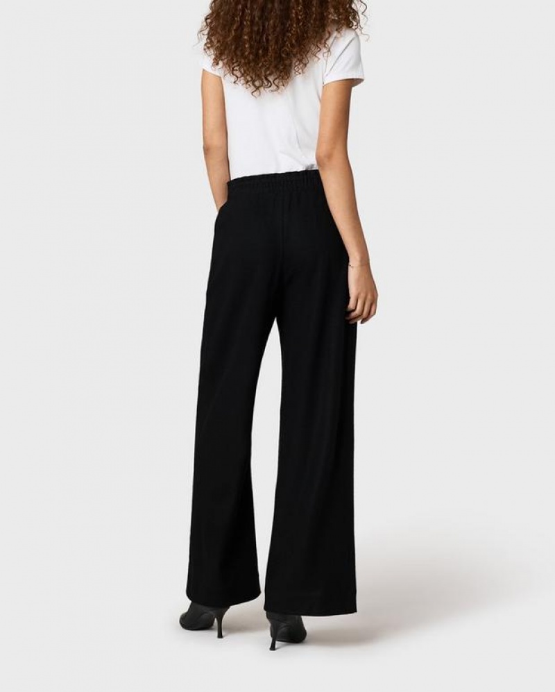 Women's Rag & Bone Bailey Wool Relaxed Fit Pants Black | 157WTSOYC