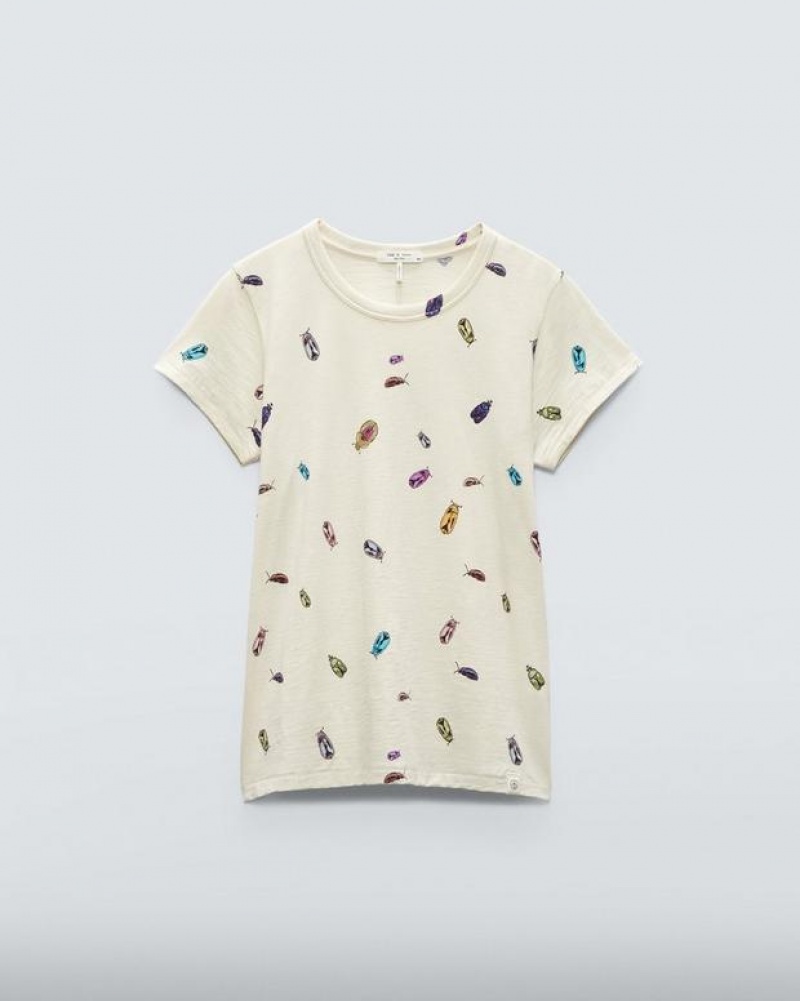 Women's Rag & Bone Beetle Tee Cotton T-Shirt Beige | 809CLXRMG