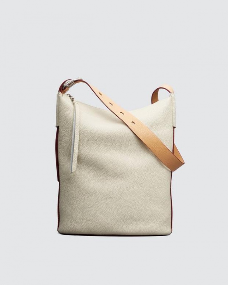 Women\'s Rag & Bone Belize Bucket Bags White | 647MLFPWK