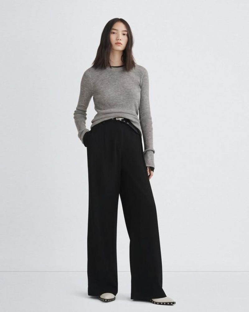 Women's Rag & Bone Bennett Japanese Crepe Classic Fit Pants Black | 943RTGMFP