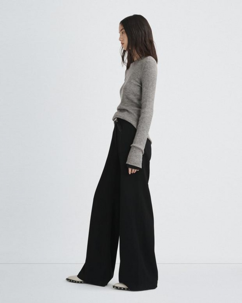 Women's Rag & Bone Bennett Japanese Crepe Classic Fit Pants Black | 943RTGMFP