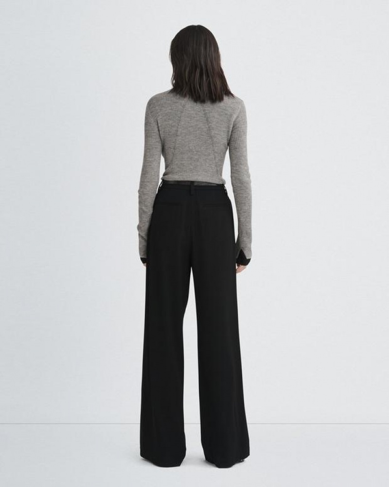 Women's Rag & Bone Bennett Japanese Crepe Classic Fit Pants Black | 943RTGMFP