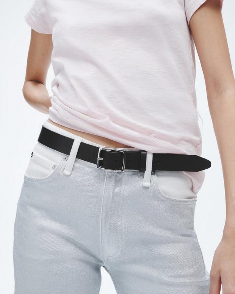 Women's Rag & Bone Boyfriend Leather 30mm Hip Belts Black | 357ONJRLV