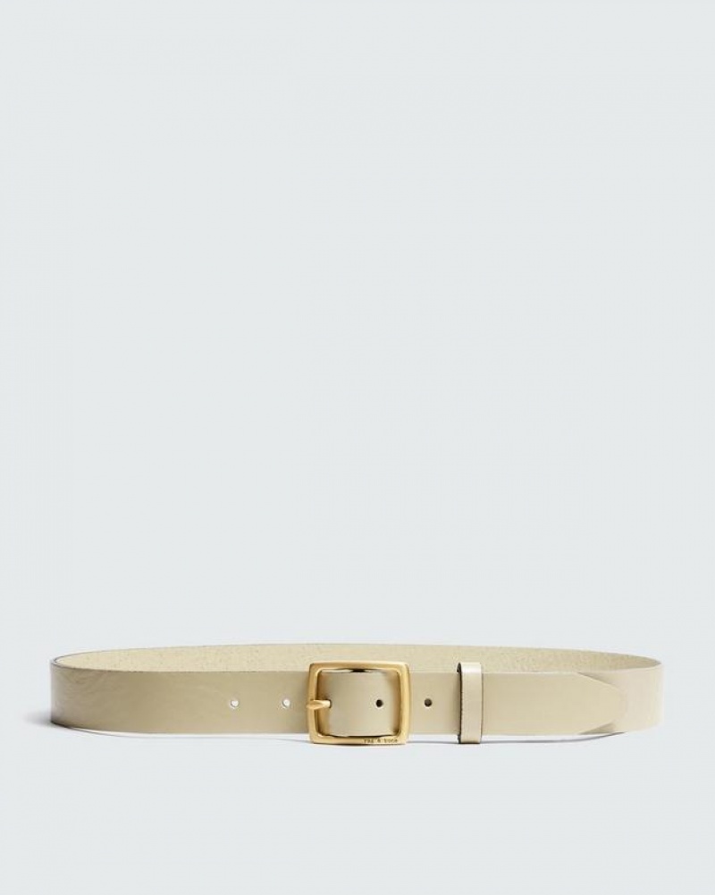 Women\'s Rag & Bone Boyfriend Leather Belts Greige | 524QSWYIU