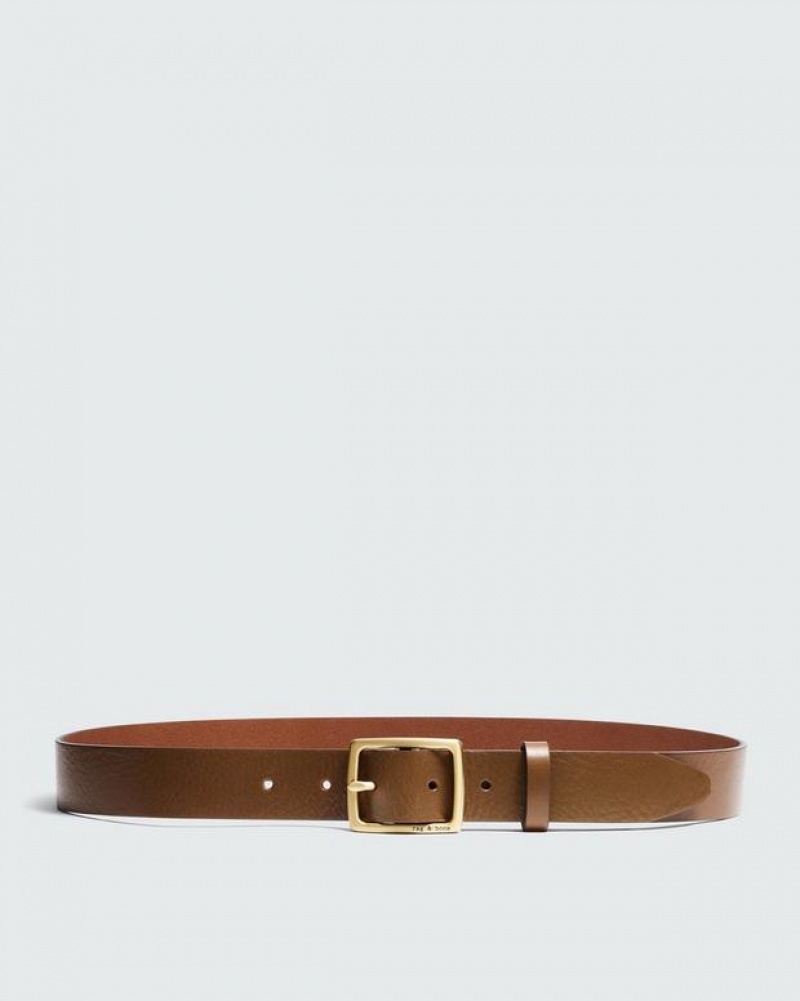 Women\'s Rag & Bone Boyfriend Leather Belts Brown | 501OAMTGH