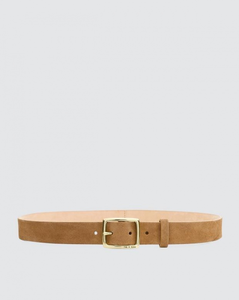 Women\'s Rag & Bone Boyfriend Suede 30mm Belts Brown | 630ITMCER