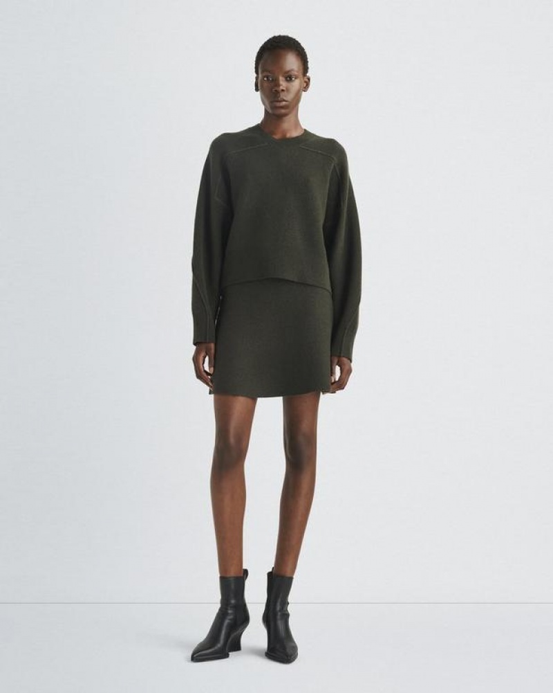 Women's Rag & Bone Bridget Italian Wool Mini Skirts Army | 619YVQOEB