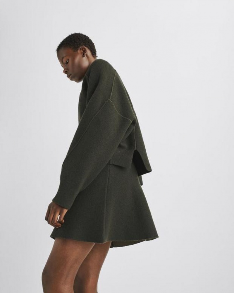 Women's Rag & Bone Bridget Italian Wool Mini Skirts Army | 619YVQOEB