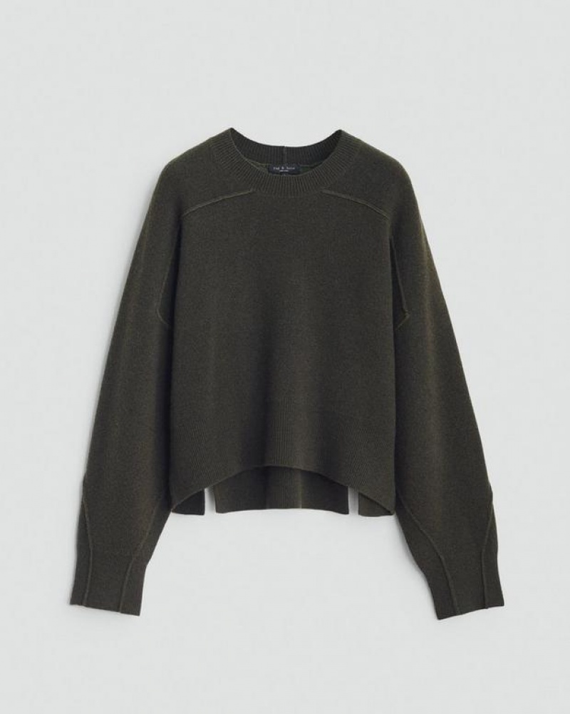 Women's Rag & Bone Bridget Wool Crew Oversized Fit Sweaters Army | 507AHEZCD