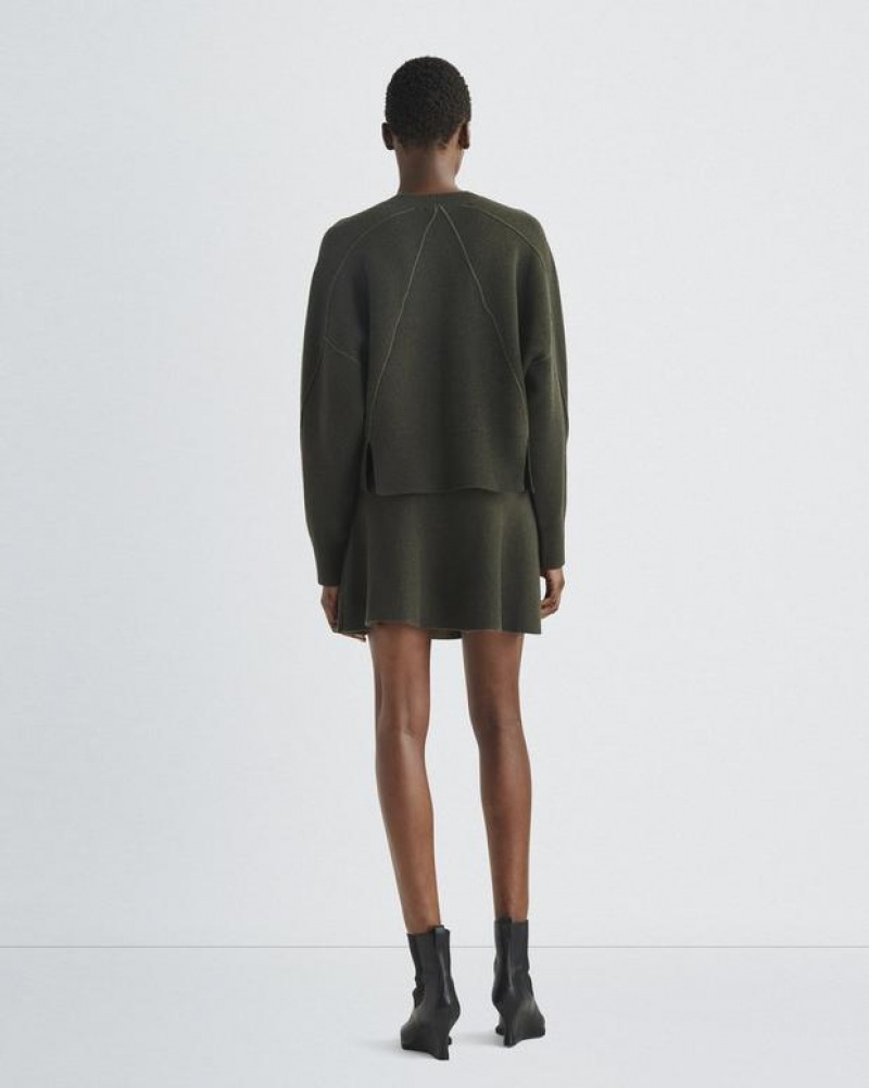 Women's Rag & Bone Bridget Wool Crew Oversized Fit Sweaters Army | 507AHEZCD