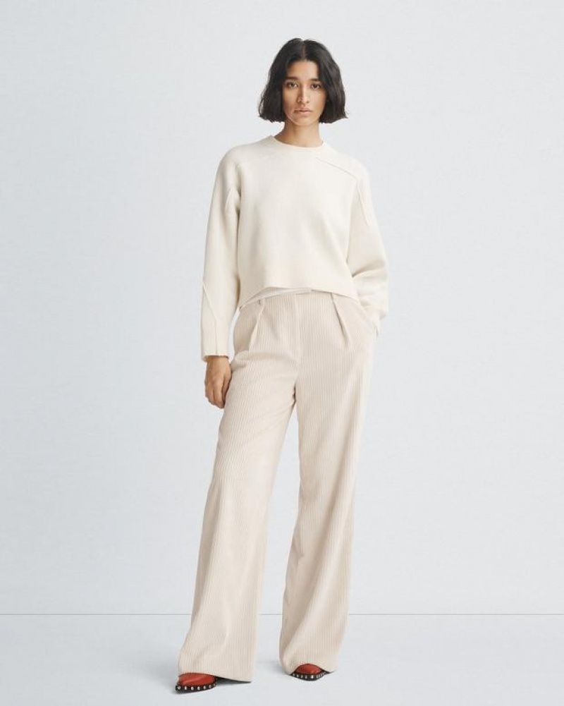 Women's Rag & Bone Bridget Wool Crew Oversized Fit Sweaters White | 601BYGAZX