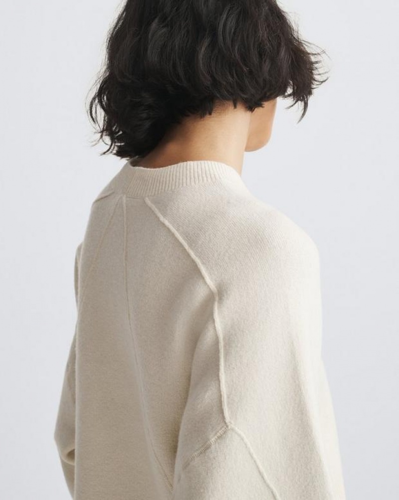 Women's Rag & Bone Bridget Wool Crew Oversized Fit Sweaters White | 601BYGAZX