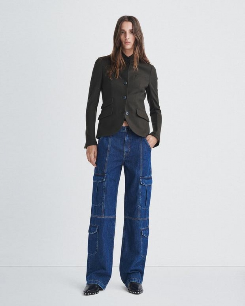 Women's Rag & Bone Cailyn Cargo Mid-Rise Rigid Jeans Ari | 072WBOJAL