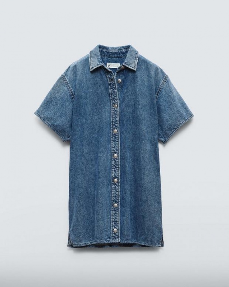 Women's Rag & Bone Carter Denim Mini Dress Elle | 829PIZROH