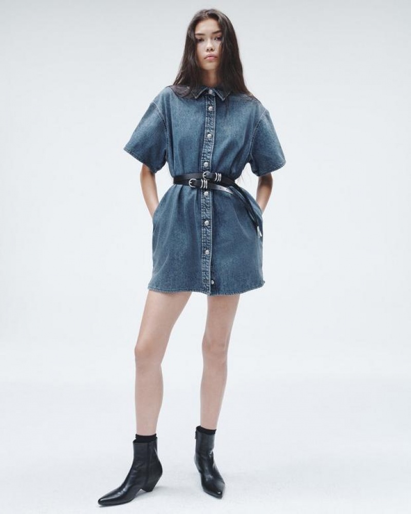 Women's Rag & Bone Carter Denim Mini Dress Elle | 829PIZROH