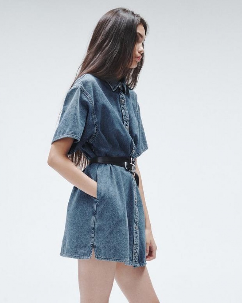 Women's Rag & Bone Carter Denim Mini Dress Elle | 829PIZROH