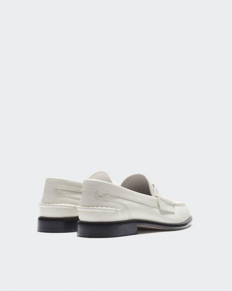 Women's Rag & Bone Carter - Leather Penny Flats White | 978MTHELZ