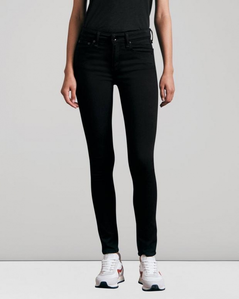 Women's Rag & Bone Cate Skinny Mid-Rise Stretch Jeans Black | 167ICXLOJ