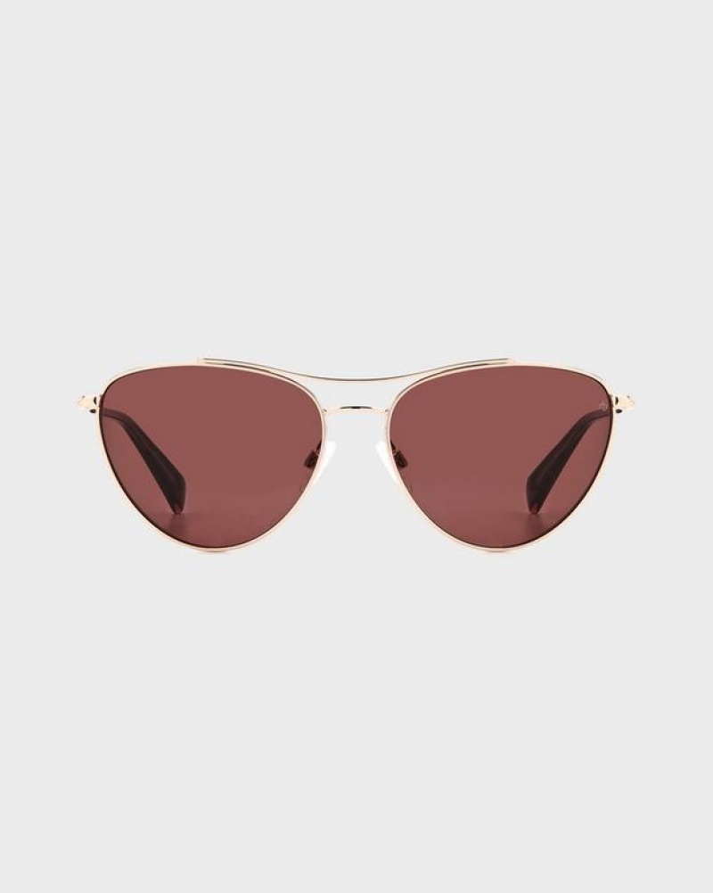 Women's Rag & Bone Clare Butterfly Sunglasses Red Gold | 627ZYPDJN